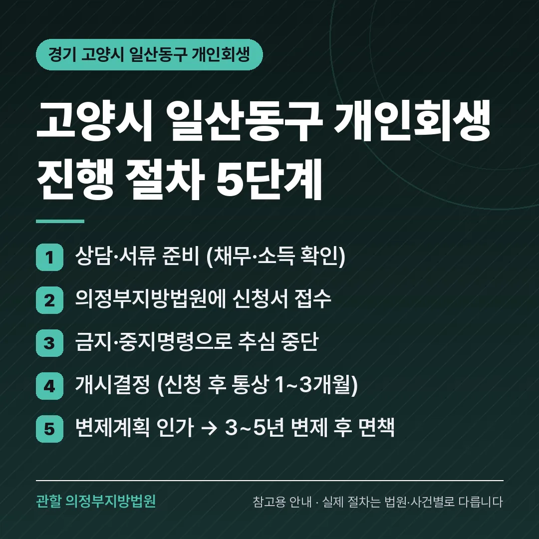 경기 고양시 일산동구 개인회생 진행 절차 5단계