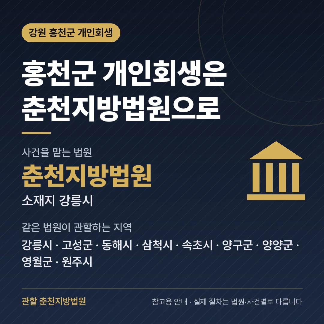 강원 홍천군 개인회생 관할 법원 — 춘천지방법원