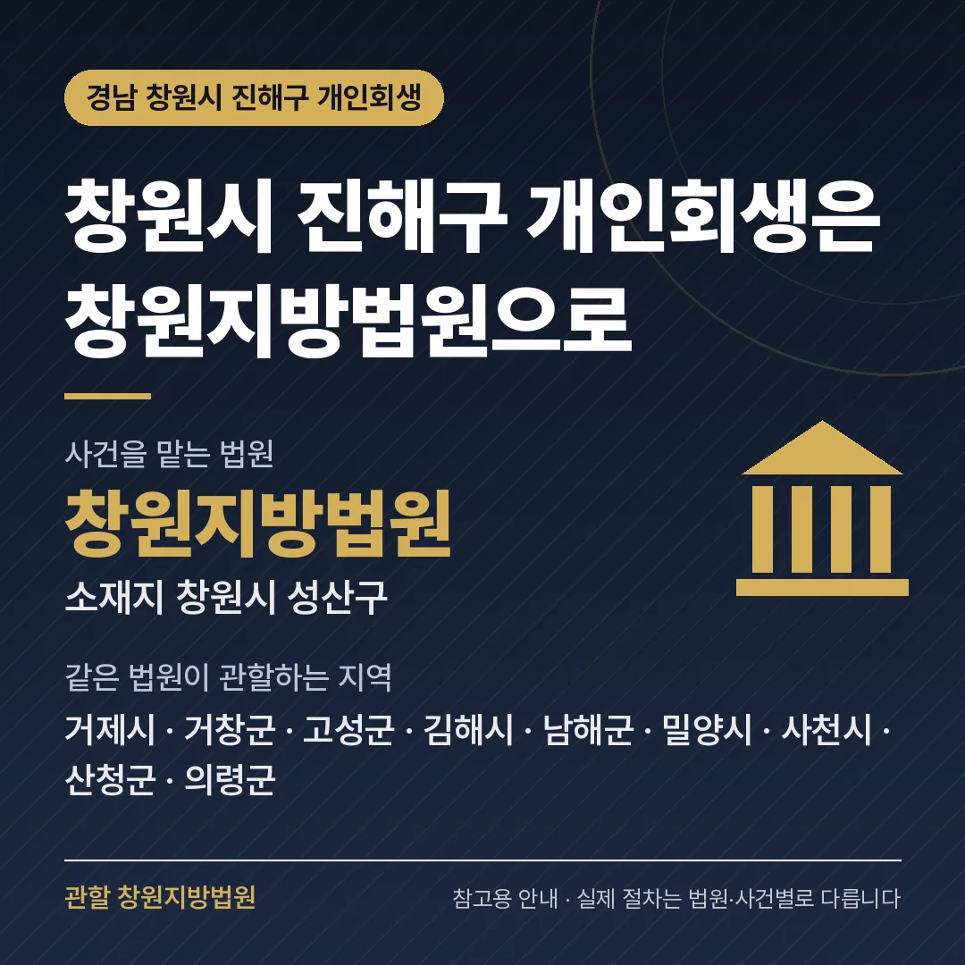 경남 창원시 진해구 개인회생 관할 법원 — 창원지방법원 경남 창원시 진해구 개인회생 관할 법원 — 창원지방법원