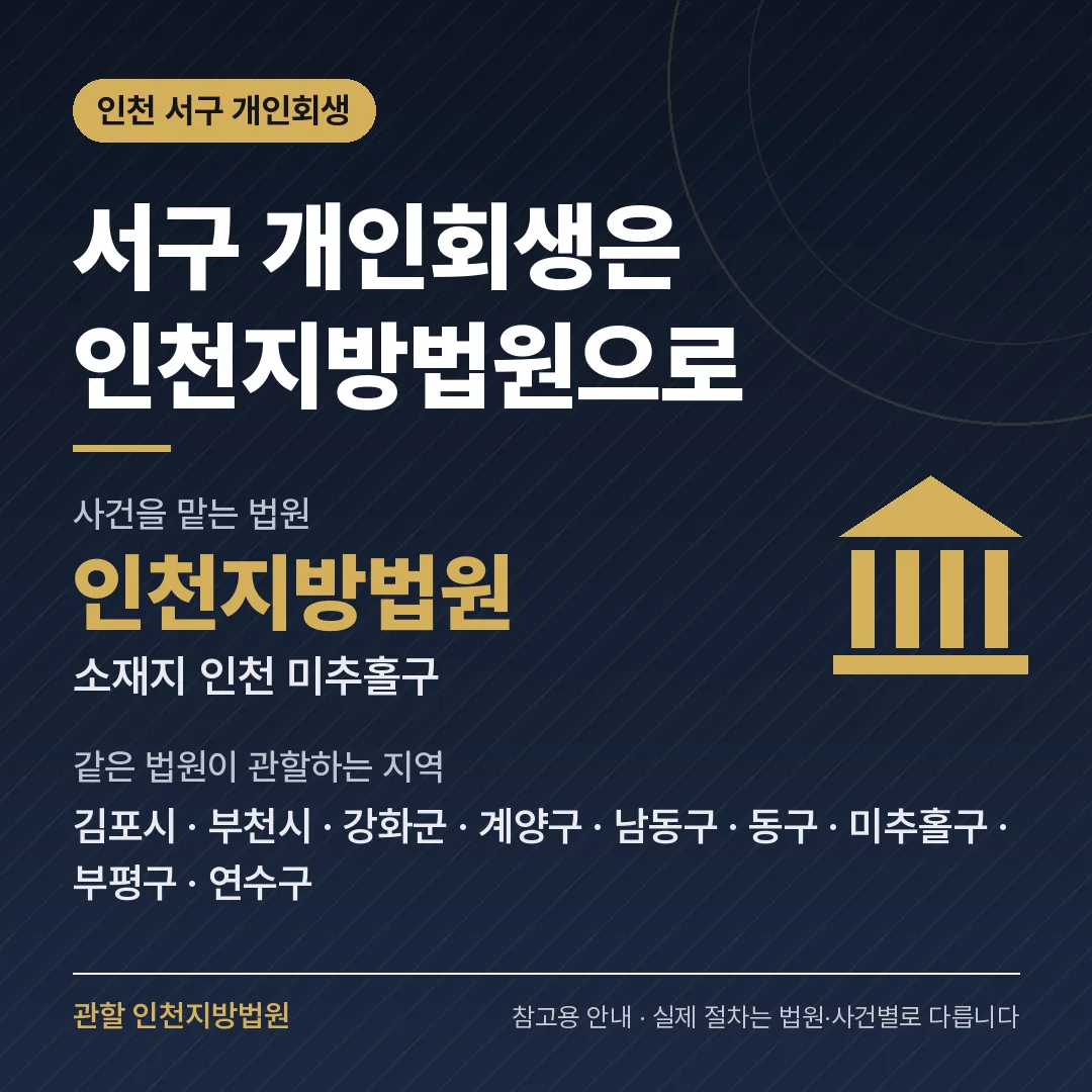 인천 서구 개인회생 관할 법원 — 인천지방법원