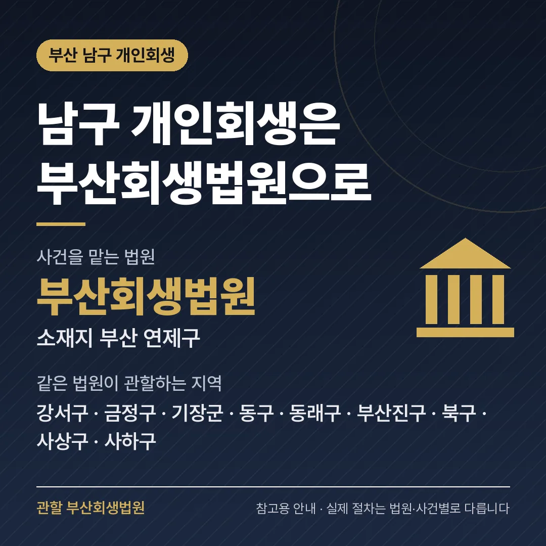 부산 남구 개인회생 관할 법원 — 부산회생법원